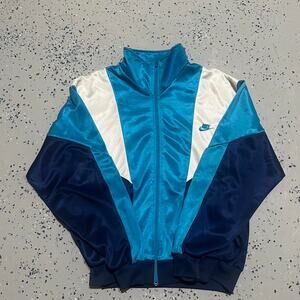 Vintage 90s Nike Blue Multicolor Track Zip Up Jacket
